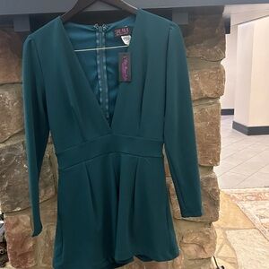Hot Miami Styles Teal V-Neck Romper NEW